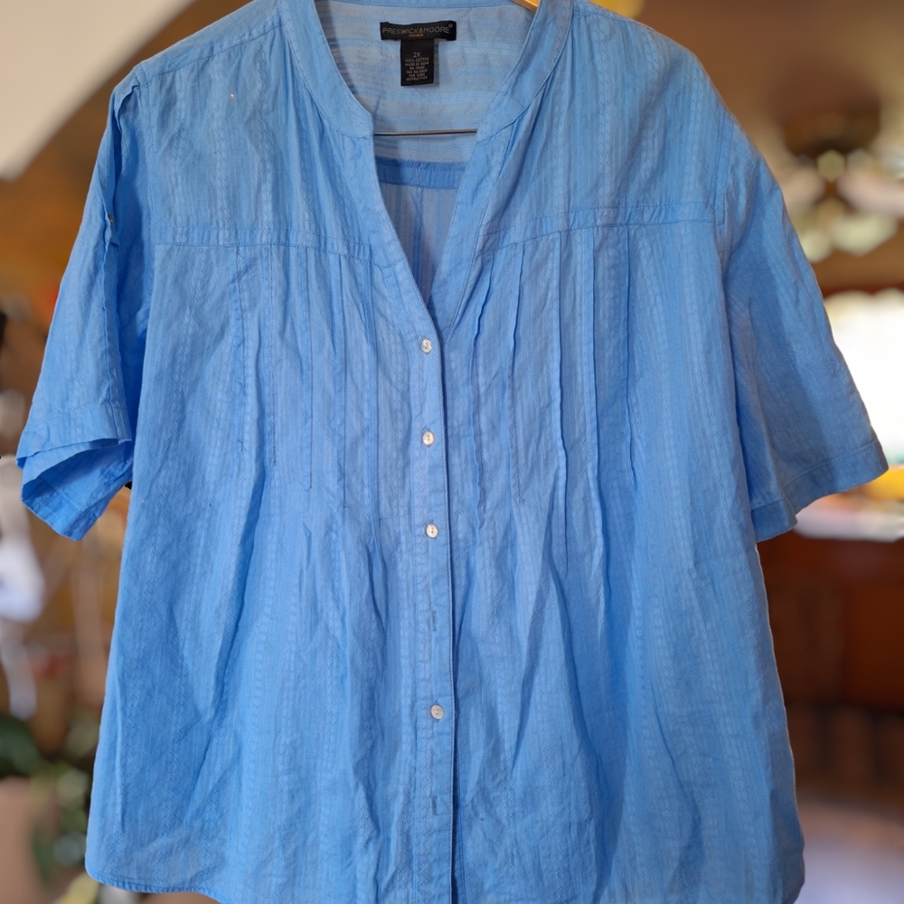 Preswick & Moore Lt Blue Pullover Top.